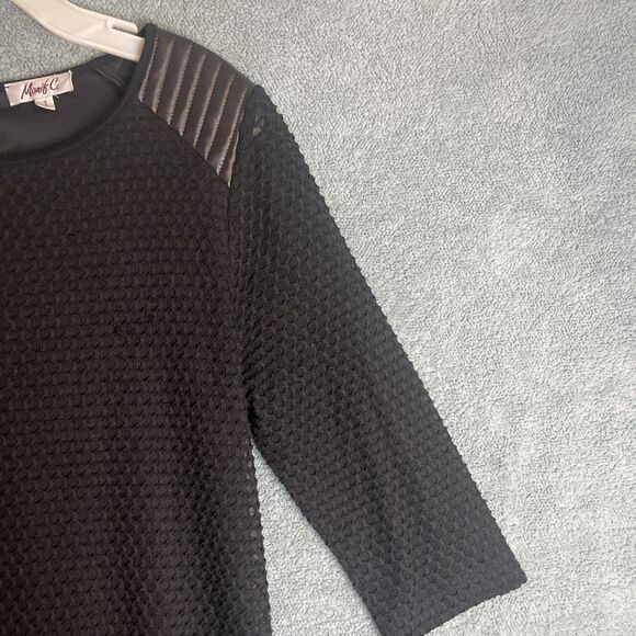 Monif C Dress‎ Womens 1X Black Sheath Half Sleeve Knee Length Cocktail Career - Picture 7 of 12